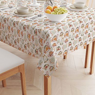 Square Tablecloth, 100% Cotton, 52x52", Doodle Turtles