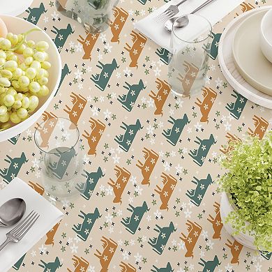 Square Tablecloth, 100% Polyester, 54x54", Cattle with Flowers