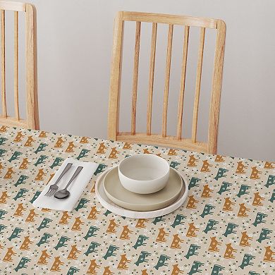 Square Tablecloth, 100% Polyester, 54x54", Cattle with Flowers