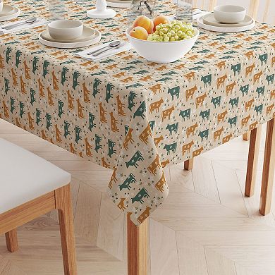 Square Tablecloth, 100% Polyester, 54x54", Cattle with Flowers