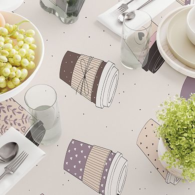 Round Tablecloth, 100% Polyester, 90" Round, Coffee To Go