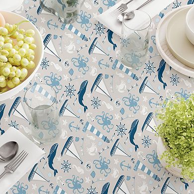Round Tablecloth, 100% Polyester, 60" Round, Elements of the Sea