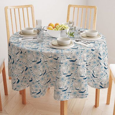 Round Tablecloth, 100% Polyester, 60" Round, Elements of the Sea