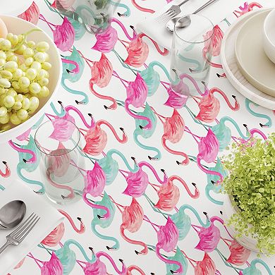 Rectangular Tablecloth, 100% Cotton, 52x120", Flamingo Beach