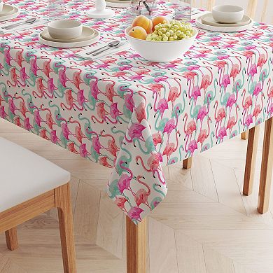 Rectangular Tablecloth, 100% Cotton, 52x120", Flamingo Beach