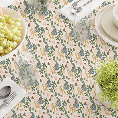 Square Tablecloth, 100% Polyester, 70x70", Cute Gnomes and Flowers