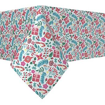 Square Tablecloth, 100% Polyester, 70x70", Christmas Candy Cane Celebration