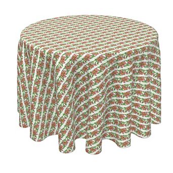 Round Tablecloth, 100% Polyester, 90" Round, Peony Floral Stripe