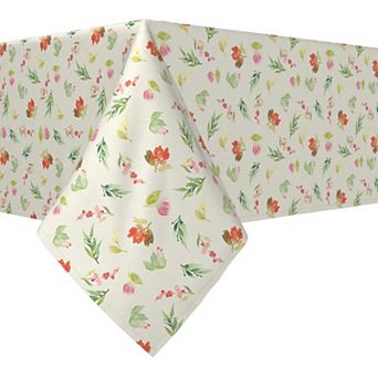 Rectangular Tablecloth, 100% Cotton, 52x84", Painted Petals
