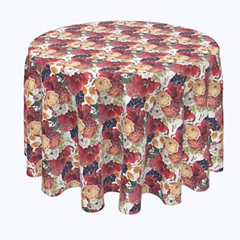 Round Tablecloth, 100% Polyester, 60" Round, Watercolor Floral & Grapes