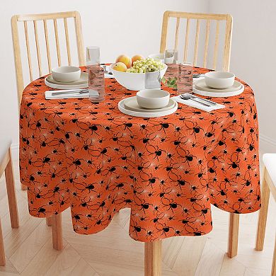 Round Tablecloth, 100% Polyester, 60" Round, Halloween Spiders Web