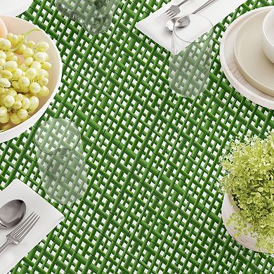 Square Tablecloth, 100% Polyester, 54x54", Bam boo Green Grid Fence