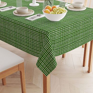 Square Tablecloth, 100% Polyester, 54x54", Bam boo Green Grid Fence