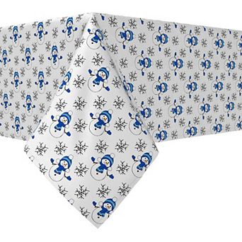 Rectangular Tablecloth, 100% Cotton, 52x84", Snowmen & Snowflakes