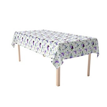 Rectangular Tablecloth, 100% Cotton, 52x104", Purple & White Hydrangeas