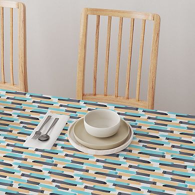 Rectangular Tablecloth, 100% Cotton, 52x104", Geometric Brush Stroke Stripe