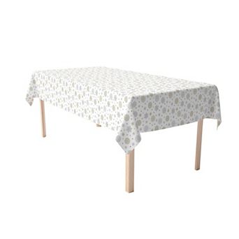 Rectangular Tablecloth, 100% Cotton, 52x84", Gold and Silver Snowflakes