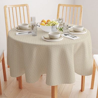 Round Tablecloth, 100% Polyester, 60" Round, Geometric Golden Design