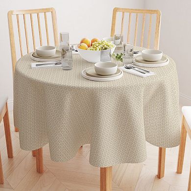 Round Tablecloth, 100% Polyester, 60" Round, Geometric Golden Design