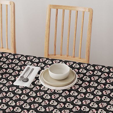 Round Tablecloth, 100% Polyester, 60" Round, Dia De Los Muertes Skulls
