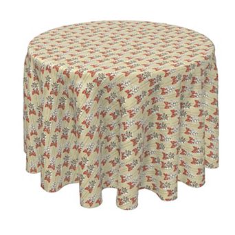 Round Tablecloth, 100% Polyester, 90" Round, Pine Cones with Bows