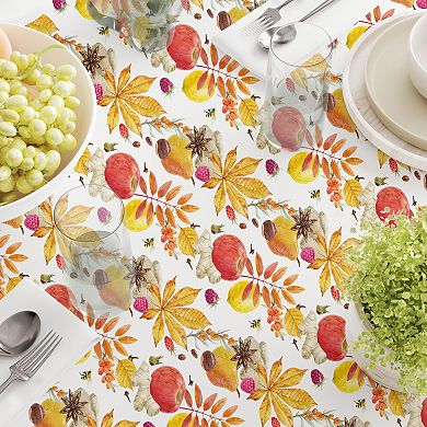 Rectangular Tablecloth, 100% Polyester, 60x120", Fall Time Fruits & Leaves