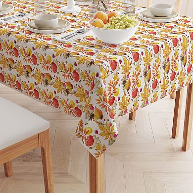 Rectangular Tablecloth, 100% Polyester, 60x120", Fall Time Fruits & Leaves