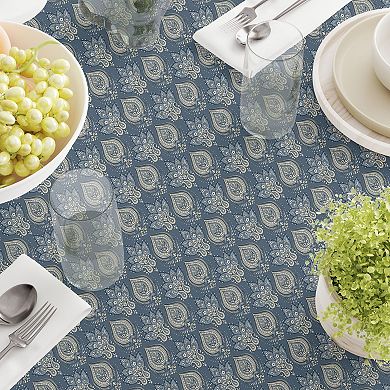 Square Tablecloth, 100% Cotton, 52x52", Floral 174