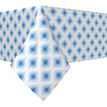 Rectangular Tablecloth, 100% Polyester, 60x120", Light Blue Ikat Design