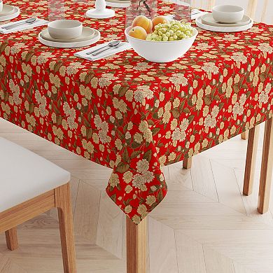 Square Tablecloth, 100% Polyester, 70x70", Golden Floral Blossom