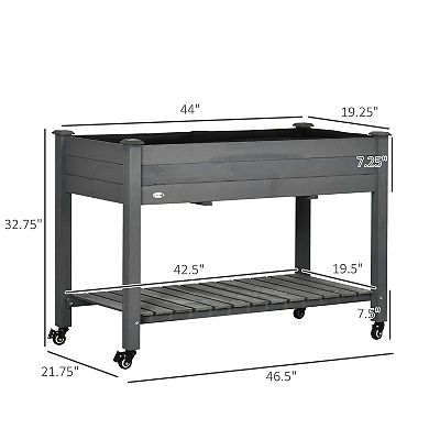 Outsunny 47inch x 21inch Raised Garden Bed, Elevated Wooden Planter Box, Gray