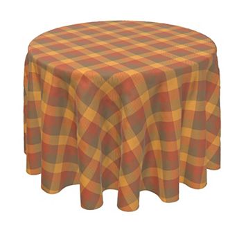 Round Tablecloth, 100% Polyester, 70" Round, Vintage Fall Tartan Plaid