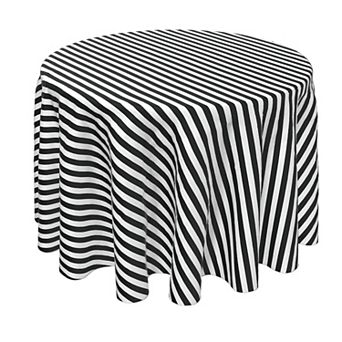 Round Tablecloth, 100% Polyester, 60" Round, Small Stripes, Black