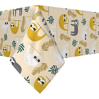Rectangular Tablecloth, 100% Cotton, 60x104", Sloths Hanging Around