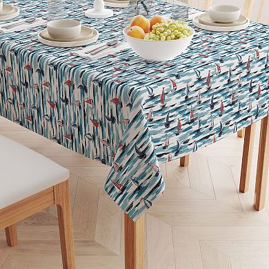 Square Tablecloth, 100% Polyester, 60x60", Brush Stroke Sailboats