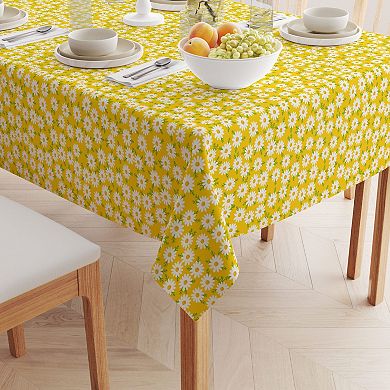 Square Tablecloth, 100% Polyester, 70x70", Daisy Floral Design