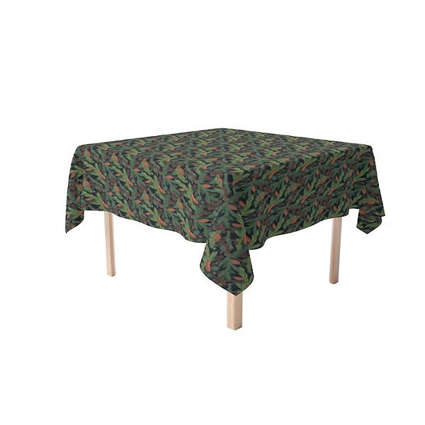 Square Tablecloth, 100% Polyester, 70x70", Fir Branches and Green Pines