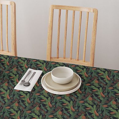 Square Tablecloth, 100% Polyester, 70x70", Fir Branches and Green Pines