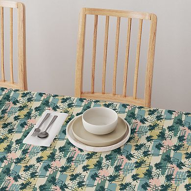 Rectangular Tablecloth, 100% Polyester, 60x84", Island Illustration