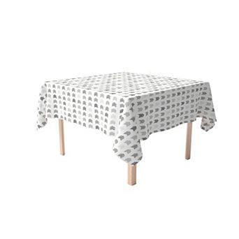 Square Tablecloth, 100% Cotton, 52x52", Grey Geometric Arrows