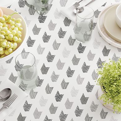 Square Tablecloth, 100% Cotton, 52x52", Grey Geometric Arrows