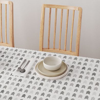 Square Tablecloth, 100% Cotton, 52x52", Grey Geometric Arrows