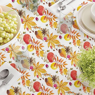 Square Tablecloth, 100% Polyester, 70x70", Fall Time Fruits & Leaves