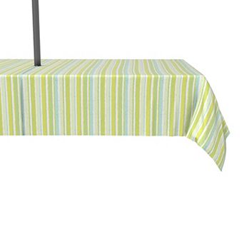Water Repellent, Outdoor, 100% Polyester, 60x84", Green Stripes & Ink Splatter