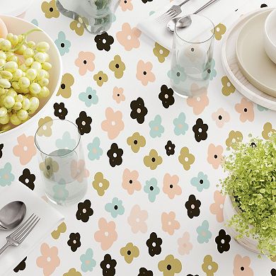 Round Tablecloth, 100% Polyester, 90" Round, Cartoon Flowers