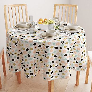 Round Tablecloth, 100% Polyester, 90" Round, Cartoon Flowers