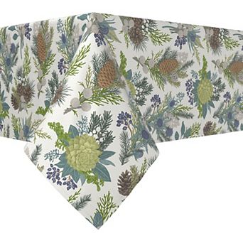 Rectangular Tablecloth, 100% Cotton, 52x84", Winter Floral