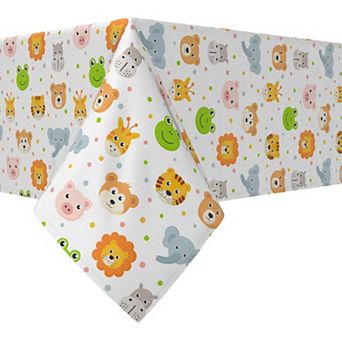 Rectangular Tablecloth, 100% Cotton, 52x104", Cheerful Animal icons