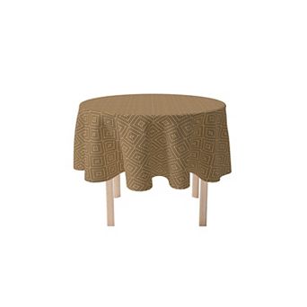 Round Tablecloth, 100% Polyester, 70" Round, Diamond Wicker Wood Work