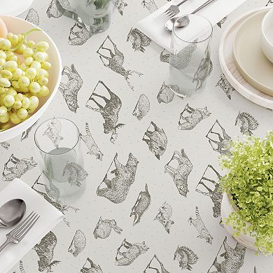 Rectangular Tablecloth, 100% Polyester, 60x84", Hand Drawn Wild Animals